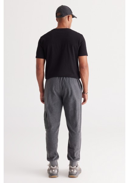 Erkek Antrasit-melanj Standart Fit Normal Kesim Polar Kargo Cepli Jogger Eşofman Altı