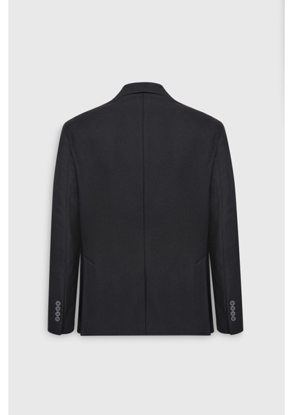 Slim Fit Dar Kesim Kırlangıç Yaka Diagonal Desenli Torba Cepli Ceket