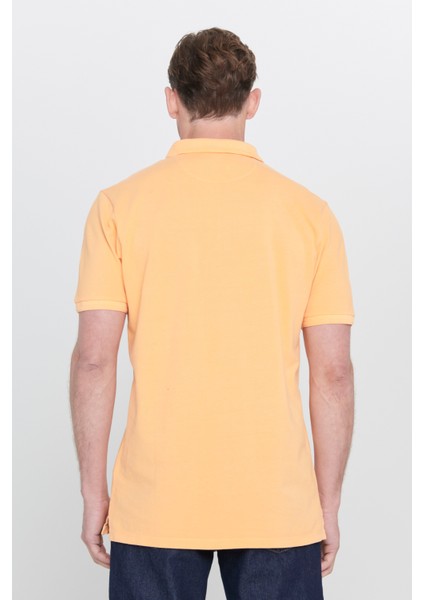 ALTINYILDIZ CLASSICS Erkek Turuncu Slim Fit Dar Kesim Polo Yaka %100 Pamuk Desenli Tişört