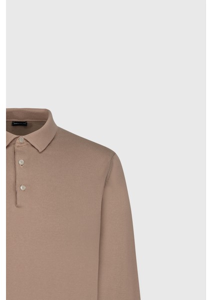 Polo Yaka Standart Bej Erkek Kazak ACE492510014_TRIKO Polo Yaka