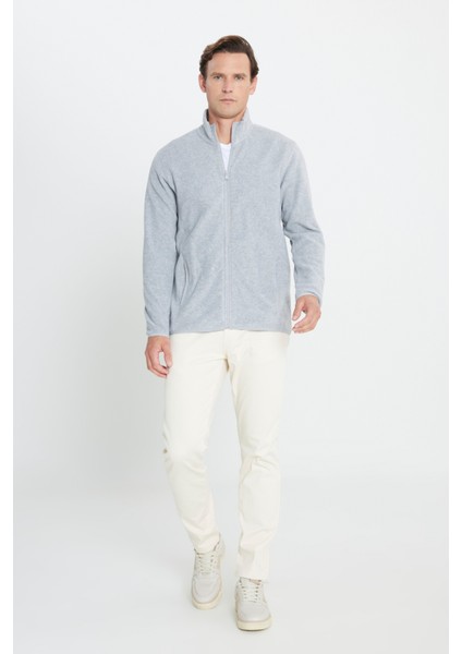 Erkek Gri Anti-pilling Tüylenme Yapmayan Standart Fit Normal Kesim Dik Yaka Sweatshirt Polar Ceket fiyatları