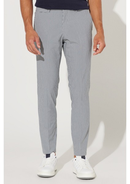 ALTINYILDIZ CLASSICS Erkek Lacivert Slim Fit Dar Kesim Pamuklu Gofre Desenli Pantolon fiyatları