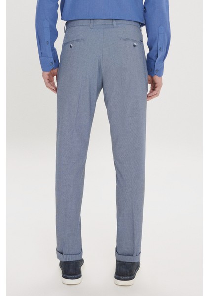 ALTINYILDIZ CLASSICS Erkek Koyu Mavi-Mavi Slim Fit Dar Kesim Yan Cepli Desenli Beli Lastikli Pantolon fırsatları
