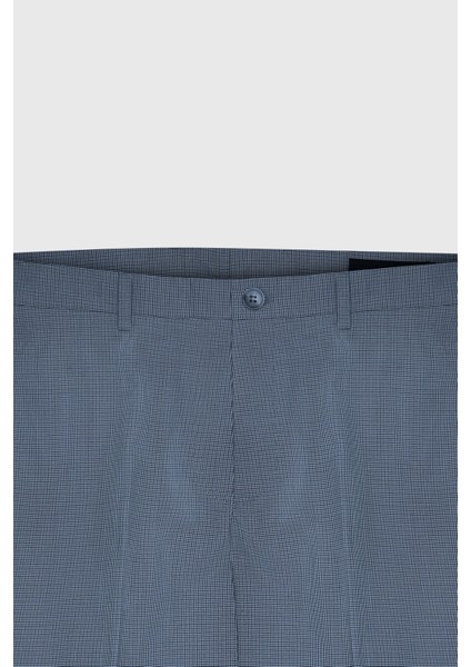 ALTINYILDIZ CLASSICS Erkek Koyu Mavi-Mavi Slim Fit Dar Kesim Yan Cepli Desenli Beli Lastikli Pantolon