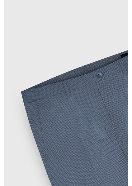 ALTINYILDIZ CLASSICS Erkek Koyu Mavi-Mavi Slim Fit Dar Kesim Yan Cepli Desenli Beli Lastikli Pantolon