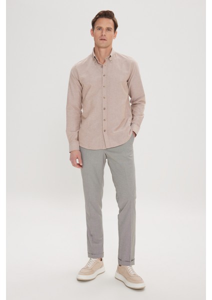 ALTINYILDIZ CLASSICS Erkek Kahve-Siyah Slim Fit Dar Kesim Yan Cepli Desenli Beli Lastikli Pantolon