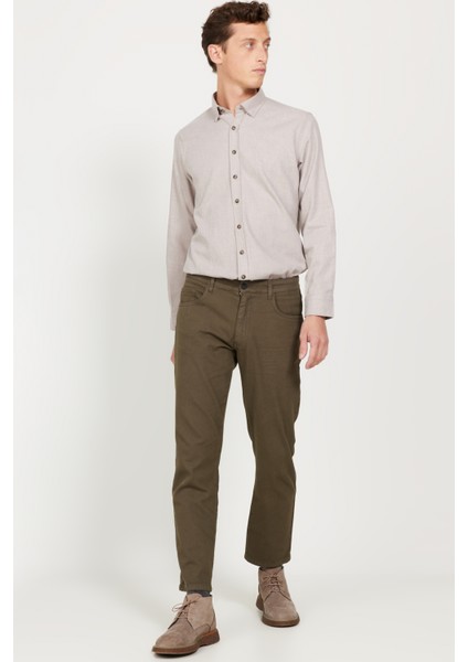 Normal Bel Boru Paça Comfort Fit Haki Erkek Pantolon 4A0124100061