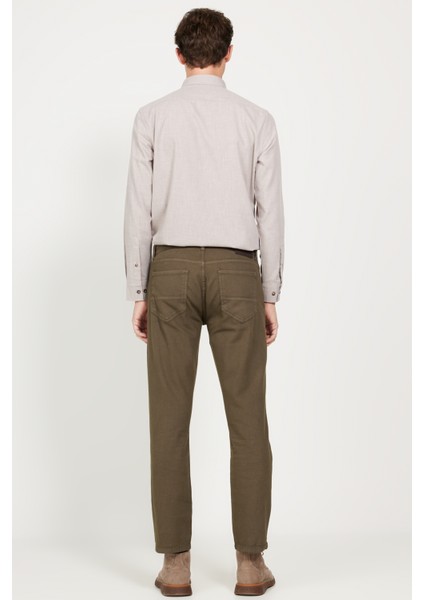 Normal Bel Boru Paça Comfort Fit Haki Erkek Pantolon 4A0124100061