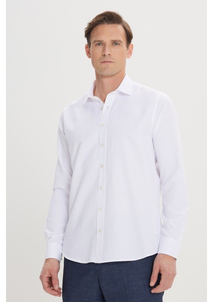 Özel Hediye Kutulu Slim Fit Dar Kesim Klasik Yaka Pamuklu Armürlü Gömlek