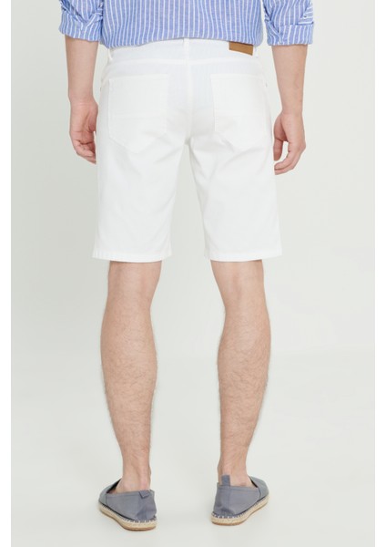 Slim Fit Dar Kesim Yan Cepli Gofre Desenli Şort