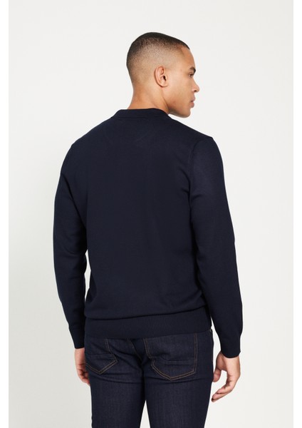 ALTINYILDIZ CLASSICS Erkek Lacivert Standart Fit Normal Kesim Polo Yaka Triko Kazak