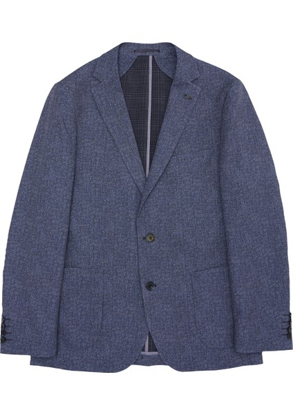 ALTINYILDIZ CLASSICS Erkek Lacivert-beyaz Slim Fit Dar Kesim Mono Yaka Desenli Seyahat Çantalı Takım Elbise