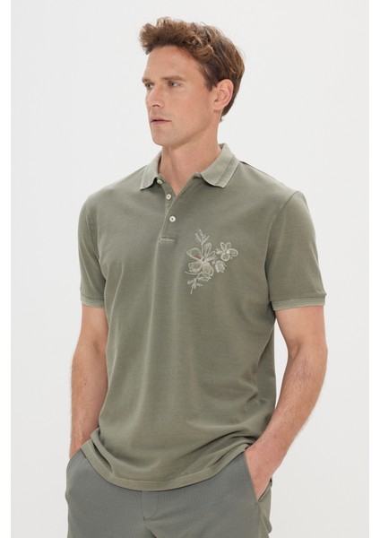 ALTINYILDIZ CLASSICS Erkek Haki Slim Fit Dar Kesim %100 Pamuk Baskılı Polo Yaka Tişört fiyatları