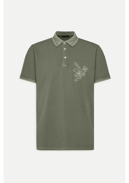 ALTINYILDIZ CLASSICS Erkek Haki Slim Fit Dar Kesim %100 Pamuk Baskılı Polo Yaka Tişört indirimleri