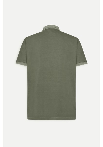 ALTINYILDIZ CLASSICS Erkek Haki Slim Fit Dar Kesim %100 Pamuk Baskılı Polo Yaka Tişört