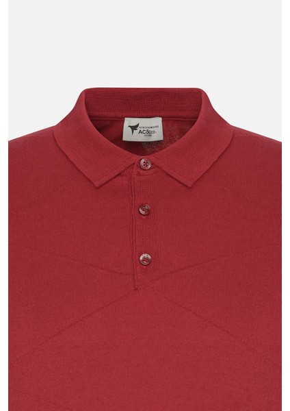 AC&Co / Altınyıldız Classics Erkek Bordo Standart Fit Normal Kesim %100 Pamuk Jakarlı Polo Yaka Triko Tişört