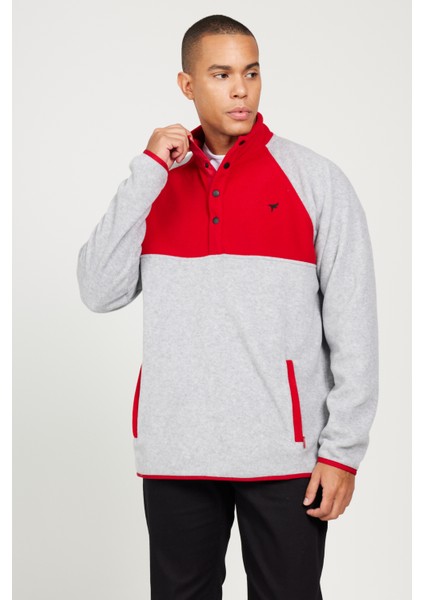 Erkek G.melanj-kırmızı Standart Fit Normal Kesim Dik Bato Yaka Desenli Polar Sweatshirt fiyatları
