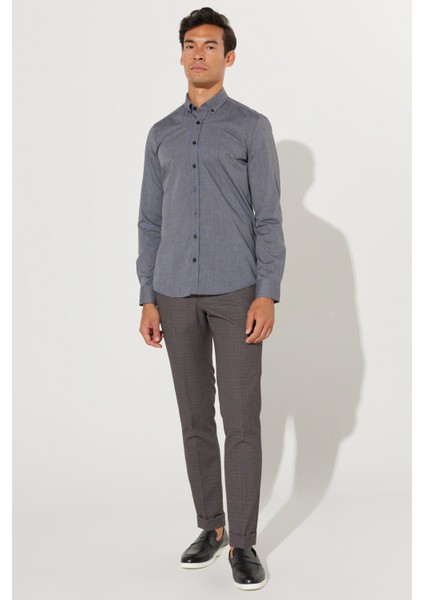 ALTINYILDIZ CLASSICS Erkek Kahverengi Slim Fit Dar Kesim Beli Lastikli Pantolon