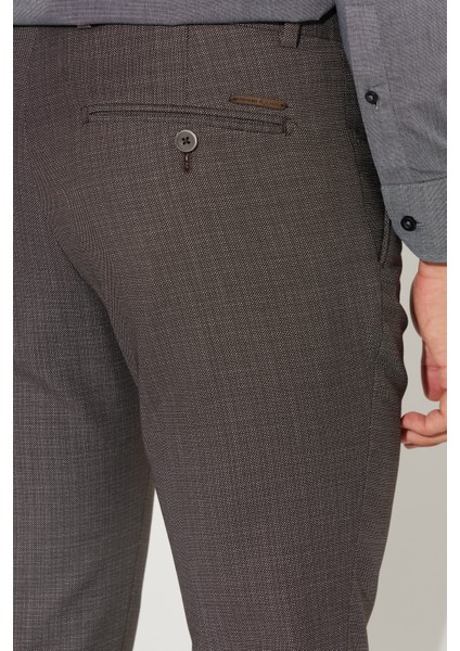 ALTINYILDIZ CLASSICS Erkek Kahverengi Slim Fit Dar Kesim Beli Lastikli Pantolon indirimleri