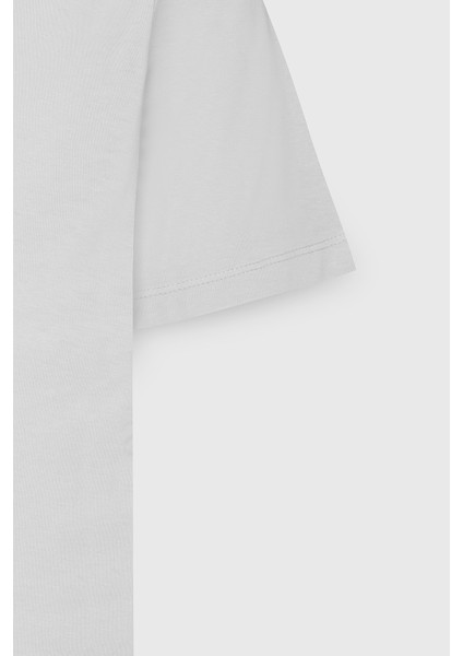 ALTINYILDIZ CLASSICS Erkek Beyaz Slim Fit Dar Kesim Pamuklu Yumuşak Dokulu Tasarım Baskılı Bisiklet Yaka Tişört