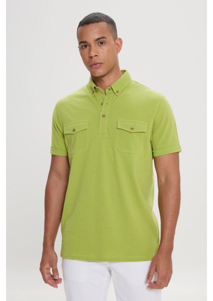 Slim Fit Dar Kesim Pamuk Polo Yaka Tişört