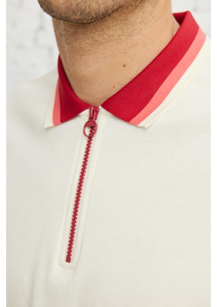 Erkek Ekru Bordo Regular Fit Rahat Kesim Polo Yaka %100 Pamuk Tişört fırsatları