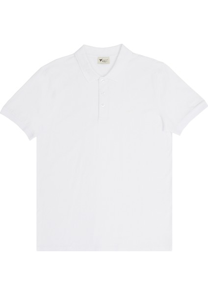 %100 Organik Pamuklu Erkek Beyaz Slim Fit Dar Kesim Polo Yaka Tişört