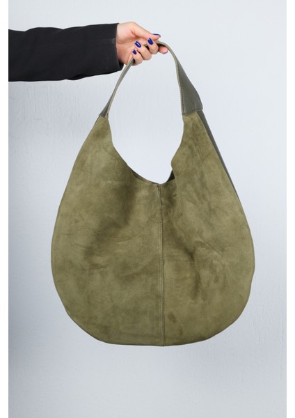 Puja Haki Cilt Haki Hakiki Süet Deri Kadın Omuz Çantası