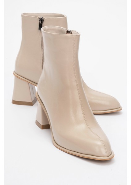 Alba Bej Cilt Kadın Kalın Topuklu Bot