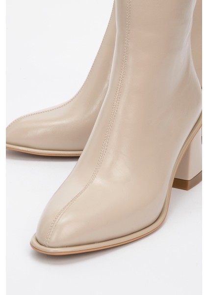 Alba Bej Cilt Kadın Kalın Topuklu Bot modelleri