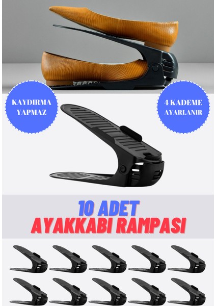 10'lu Ayakkabı Düzenleyici 4 Aşama Ayarlanabilen Kaydırmaz Dolap Içi Ayakkabı Düzenleyici Organizer