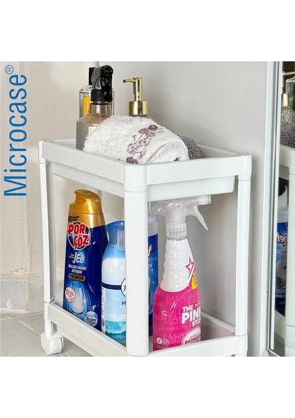 Microcase 2 Katlı Tekerlekli Düzenleyici Raf, Banyo Dolabı, Mutfak Tezgah Altı, Deterjanlık - AL4696 indirimleri