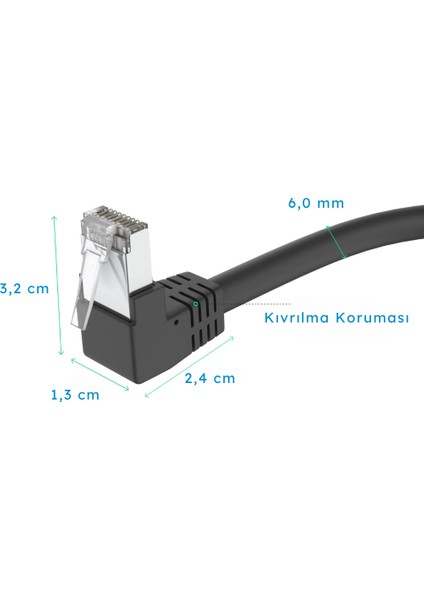 2 mt Cat6 S/ftp Dirsek Kablo
