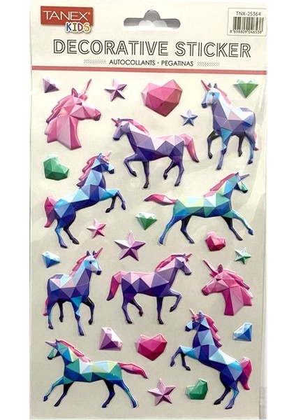 Decorative Sticker 3-D Unicorn Serisi TNX-25364