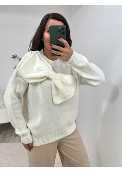 Ekru Kurdele Detaylı Kazak fırsatları