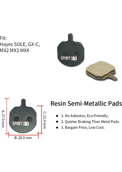 4 Çift, Mx2 Mx3 Mx4 Taban Için Bisiklet Disk Fren Balataları, Gx-C, Jak-5 Kaliper, Spor Ex Sınıfı, Reçine (Yurt Dışından)