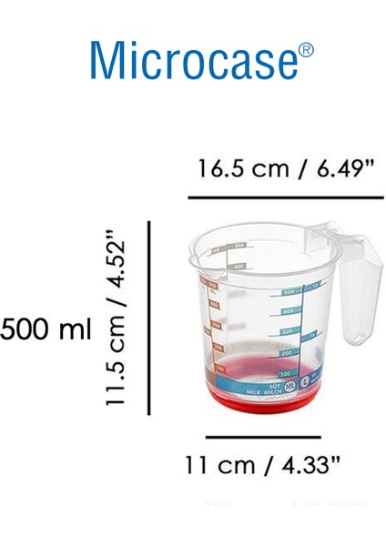 500ML Saplı Plastik Dereceli Renkli Ölçü Kabı - AL4692 fiyatları