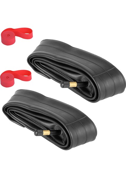 2 Paket 700X35-43C Bisiklet Iç Tüp 2 Jant Şerit Ile Schrader Valf Kauçuk Bisiklet Lastiği Tüpü 700C Yol Bisikleti Için (Yurt Dışından)