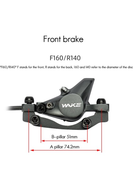 Wake Fren Bisiklet Hidrolik Disk Fren Ön Sağ/sol Arka Fren 160MM Fren Diski Bisiklet Aksesuarları (Yurt Dışından)