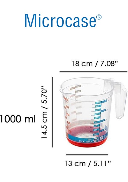 1000 ml Saplı Plastik Dereceli Renkli Ölçü Kabı - AL4693 fiyatları