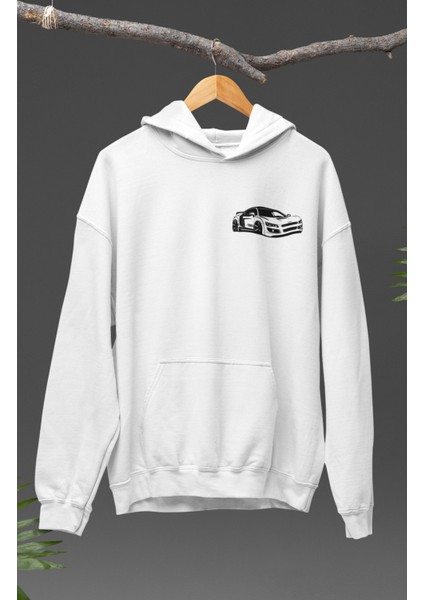 Oversize Audi R8 Sırt Baskılı Kapüşonlu Sweatshirt, Unisex Yarış Araba Temalı Hoodie fiyatları