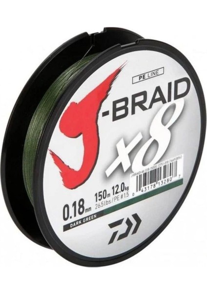J-Braid 8b Koyu Yeşil 150M 0,22 Ip Misina