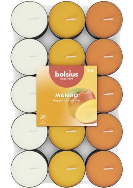 Mango Kokulu Tealight Mum, 30'lu Paket, 3,5 Saat Yan Ma, Doğal Özler Içerir, Palmiye Yağı Içermez