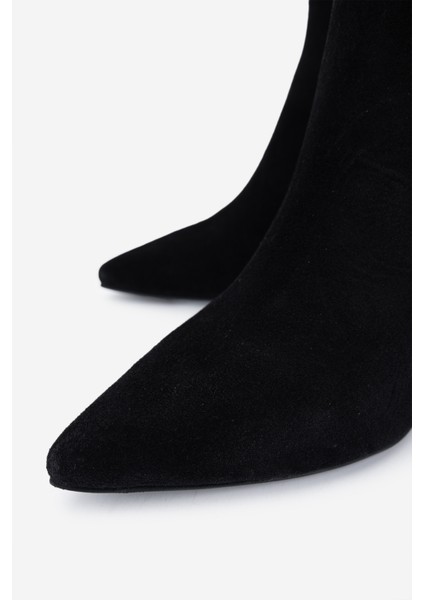 Kadın Siyah Süet Topuklu Çizme 1077 9098 Bn Czm SK24-25 Sıyah Suet modelleri