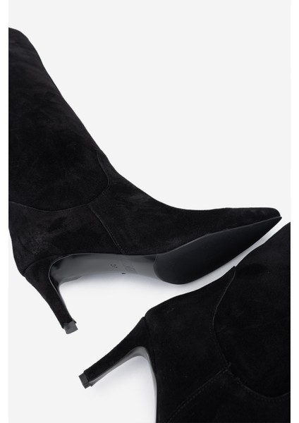 Kadın Siyah Süet Topuklu Çizme 1077 9098 Bn Czm SK24-25 Sıyah Suet fırsatları