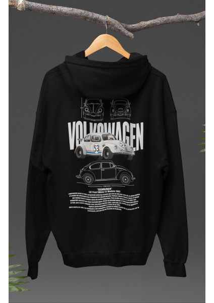 Oversize Vosvos Sırt Baskılı Kapüşonlu Sweatshirt, Unisex Klasik Araba Temalı Hoodie modelleri