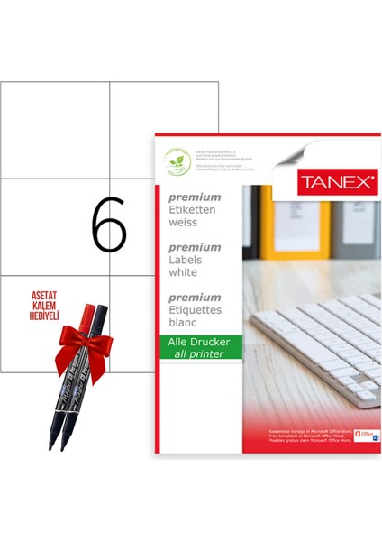 TW-2303 105X99 mm Laser Etiket 100 Tabaka 2'li Asetat Kalem