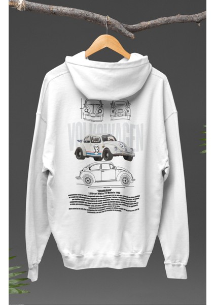 Oversize Vosvos Sırt Baskılı Kapüşonlu Sweatshirt, Unisex Klasik Araba Temalı Hoodie modelleri