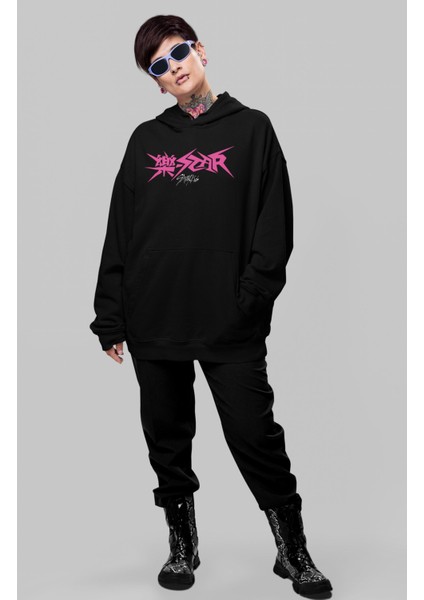 Unisex Rockstar Albüm Sırt Baskılı Kapüşonlu Sweatshirt, Oversize Stray Kids Baskılı Hoodie fiyatları