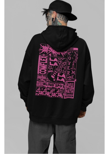 Unisex Rockstar Albüm Sırt Baskılı Kapüşonlu Sweatshirt, Oversize Stray Kids Baskılı Hoodie modelleri